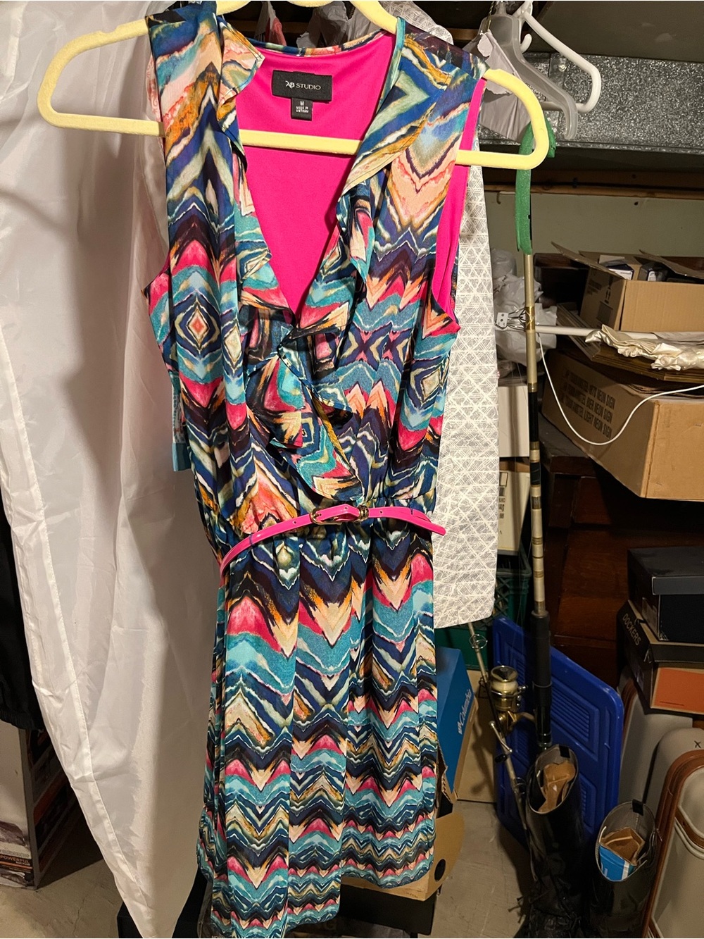 AB Studio Pink and Multi-Color Printed Dress